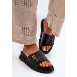 Zazoo 50101 læderflip-flops til kvinder på platform, sort 2