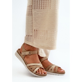 Komfortable og lette damesandaler med velcro Inblu CN000041 Beige og guld 2