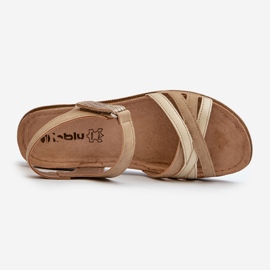 Komfortable og lette damesandaler med velcro Inblu CN000041 Beige og guld 1