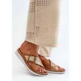 Komfortable dameflip-flops med spænde Inblu CN000032 Camel brun 2