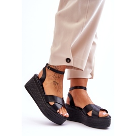 Kvinders komfortable sorte kiler sandaler 4