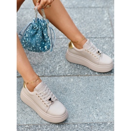 Sneakers i læder til kvinder på platformen Beige Vinceza 66700 2