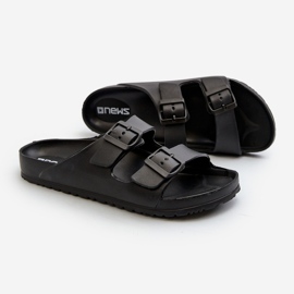 Herre letvægts skum flip-flops med spænder, sort avatara 1