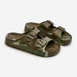 Letvægts skumflip-flops til drenge med spænder, mørkegrøn, Adirnaca 1