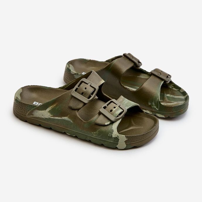 Letvægts skumflip-flops til drenge med spænder, mørkegrøn, Adirnaca 1