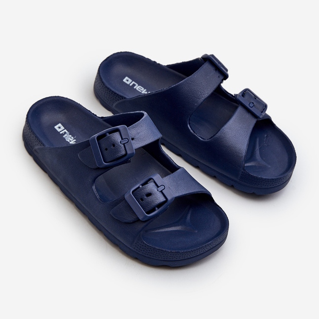 Letvægts flip-flops i skum til drenge med spænder, marineblå Adirnaca 2