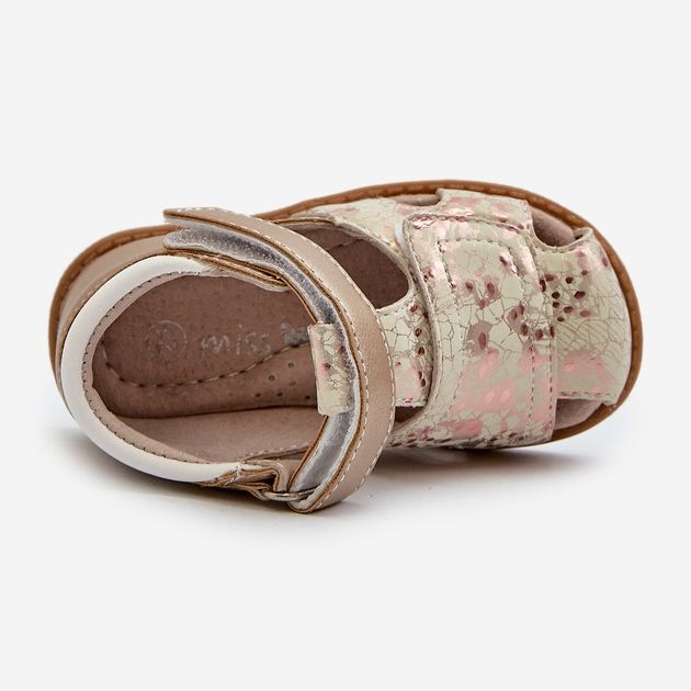 Mønstrede børnesandaler med velcro, guld Maellita gylden 1