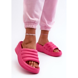 Letvægts flip-flops i skum til kvinder på kile og platform, Fuchsia Tendrea lyserød 2