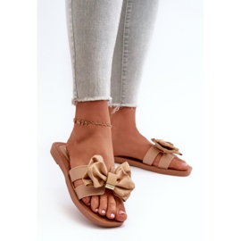 Kvindeflip-flops med bue Camel Rivarina brun 2