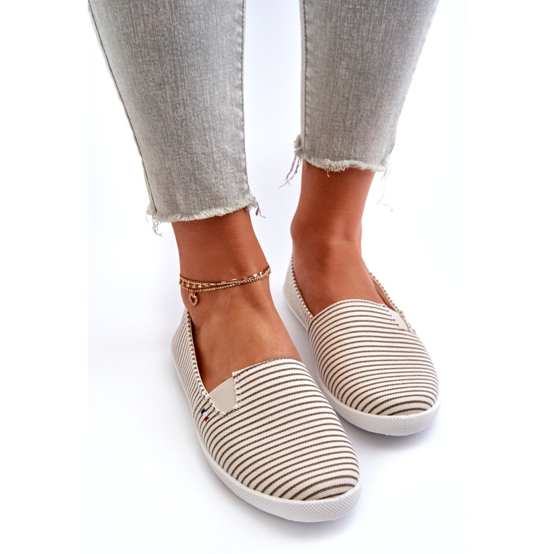 News Beige Pazaria Slip-On stribede sneakers til kvinder 2