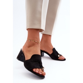 Dame-flip-flops med høje hæle i øko ruskind, sort Jemenna 2