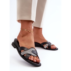 Dameflip-flops med udsmykning, sort Asysa 2