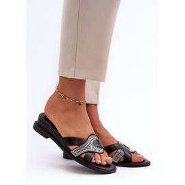 Dameflip-flops med udsmykning, sort Asysa 1