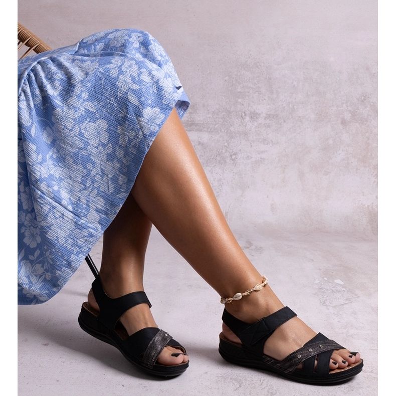 Sorte Nural platform sandaler 1