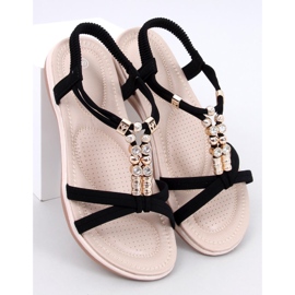 Haezz Sorte sandaler med dekorative zirkoner 1