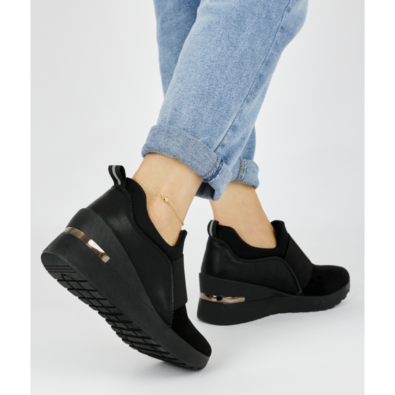 Sorte wedge sneakers til kvinder 1