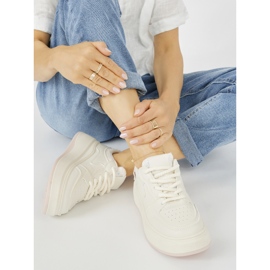 Damecreme sneakers med tyk sål beige 2