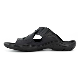 Olivier Mænds flip -flops lavet af naturlig læder 400MP sort 1