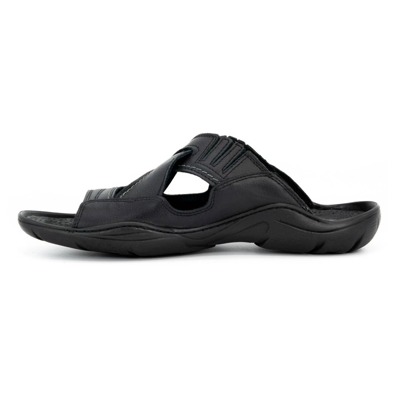 Olivier Mænds flip -flops lavet af naturlig læder 400MP sort 1
