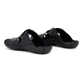 Olivier Mænds flip -flops lavet af naturlig læder 400MP sort 4