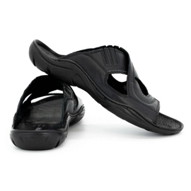Olivier Mænds flip -flops lavet af naturlig læder 400MP sort 2