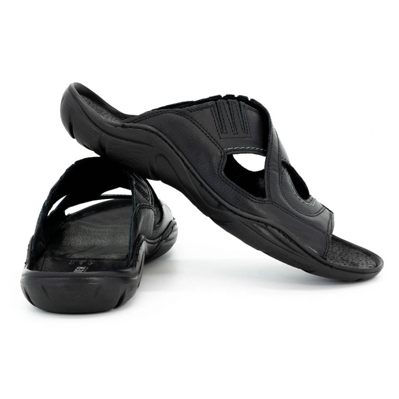 Olivier Mænds flip -flops lavet af naturlig læder 400MP sort 2