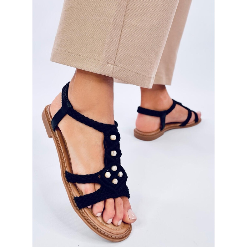 Ashes Sorte boho string sandaler 2