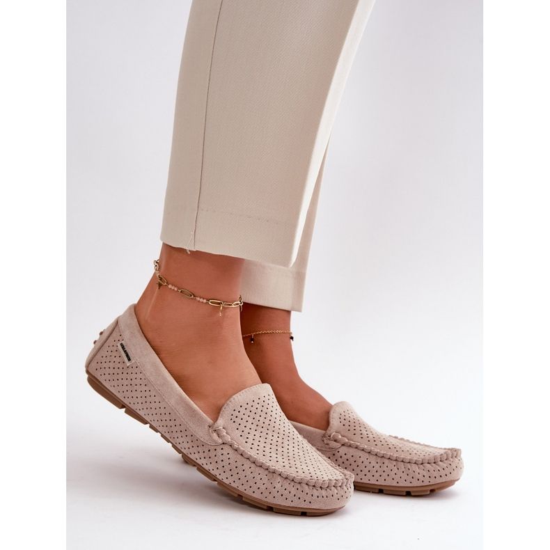 Kvinders gennembrudte mokkasiner Light Beige Rasirna 2