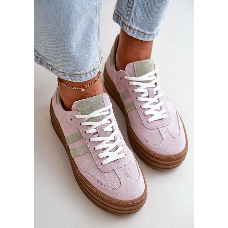 Zazoo N1068S4 Ruskindssneakers til kvinder, lilla 1