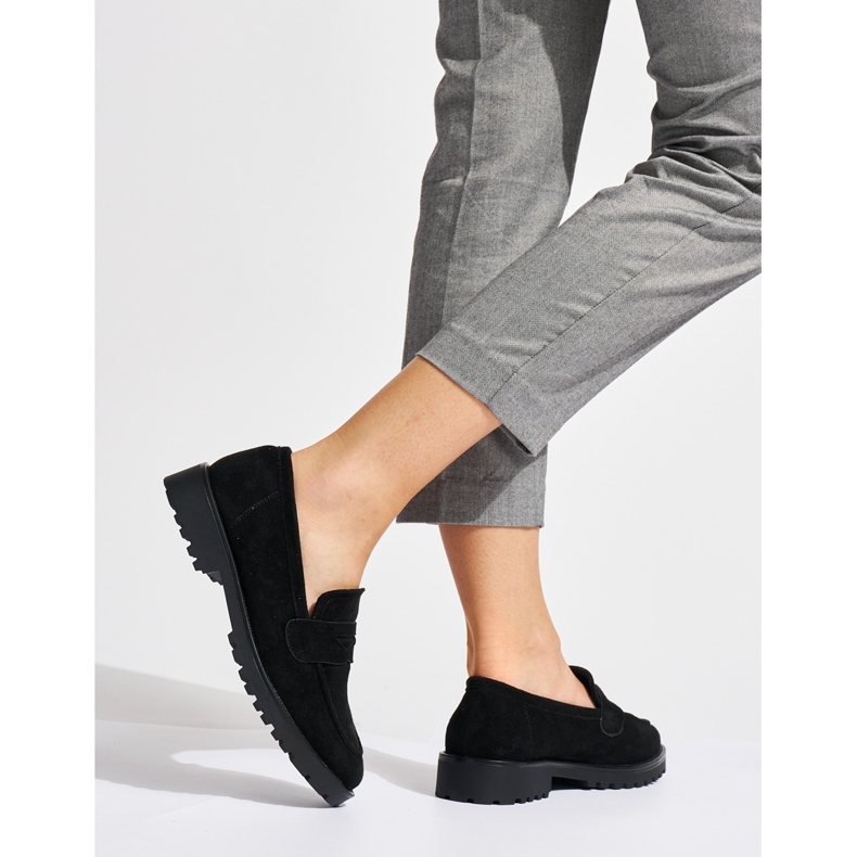 Loafers i sort ruskind til kvinder 1