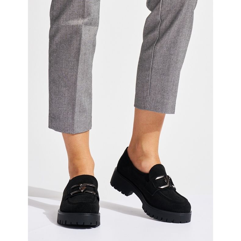 Loafers i sort ruskind til kvinder 1