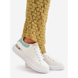 Sneakers med lav platform til kvinder lavet af øko læder, hvid og grøn, Nevelena 1