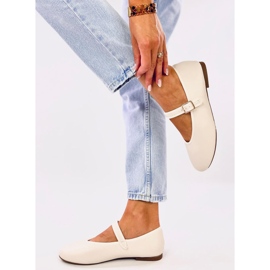 Rotaro Khaki balletflader med rem beige 2