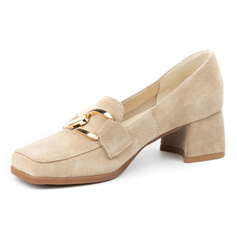 Exquisite Dame ruskind højhælede pumps 1355EX, beige 1