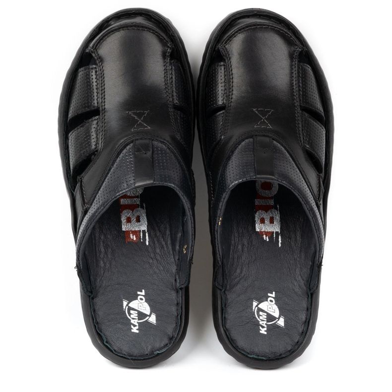 Kampol Herre læder flip-flops 224KAM, sort 1