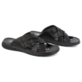 Kampol Herre-cross-læder flip-flops 203KAM, sort 4