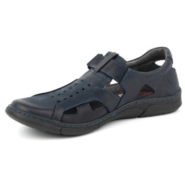 Olivier Herre læder, luftige, slip-on sko med velcro 312KZ, marineblå 1