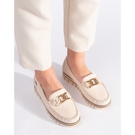 Beige dame loafers på platformen 2