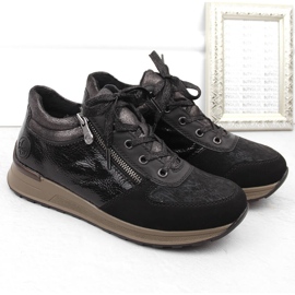 Isolerede sorte sneakers til kvinder Rieker N1407-00 2