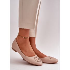 Ballerinasko til kvinder med beige Rhodike Eco-læderdekoration 1