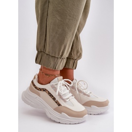 Beige damesneakers sportssko på en tyk sål Lerila 1