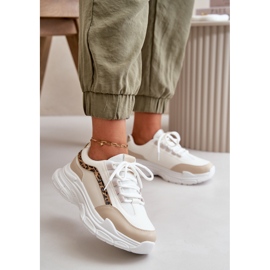 Beige damesneakers sportssko på en tyk sål Lerila 2