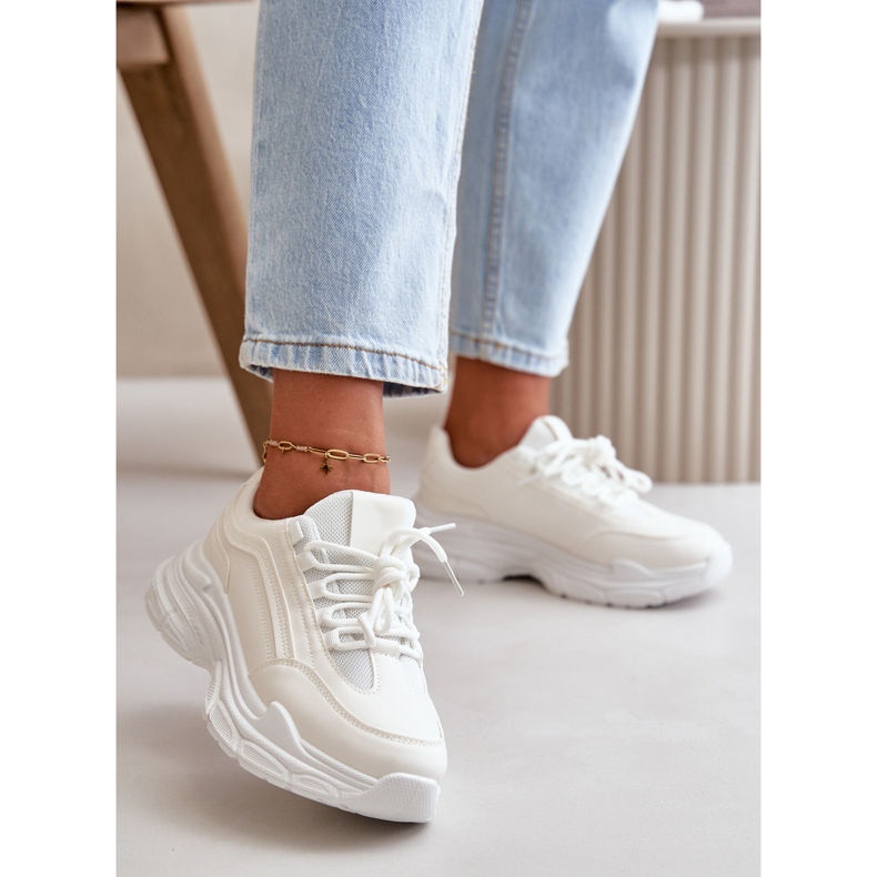 Sneakers til kvinder, sportssko med tyk sål, hvid Lerila 2
