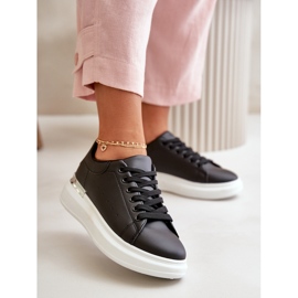 Sneakers med lav platform til kvinder lavet af øko-læder, sort Nevelena 2