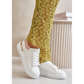 Sneakers med lav top til kvinder på platform lavet af øko-læder, hvid og pink, Nevelena 5
