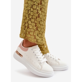 Sneakers med lav top til kvinder på platform lavet af øko-læder, hvid og pink, Nevelena 1