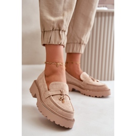 Dame Eco Ruskind Loafers Med Dekoration Beige Verindalle 2