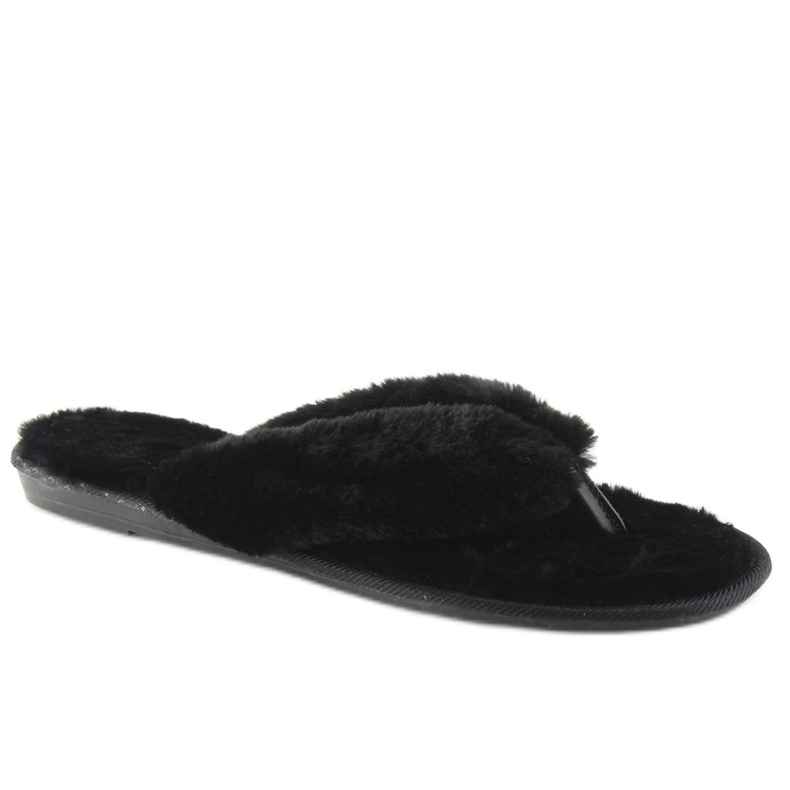 Sorte sorte flip-flops med pels 2