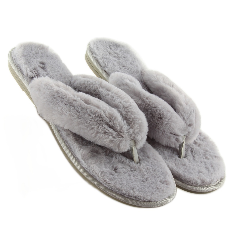 Grå flip-flops med pels lb17-36 grå 1
