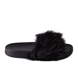 Candy sorte flip-flops med pels 1